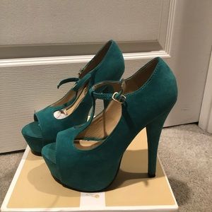 Turquoise Platform Open Toe Heel